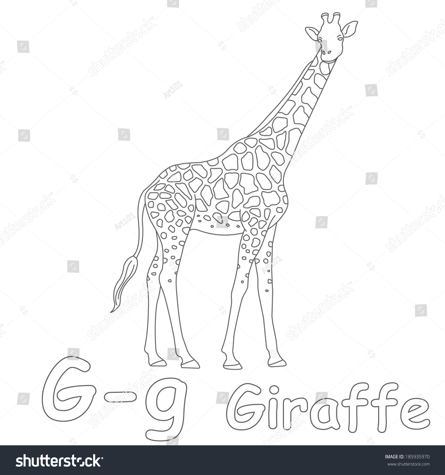 G Giraffe Coloring Page Stock Illustration 185935970 Shutterstock