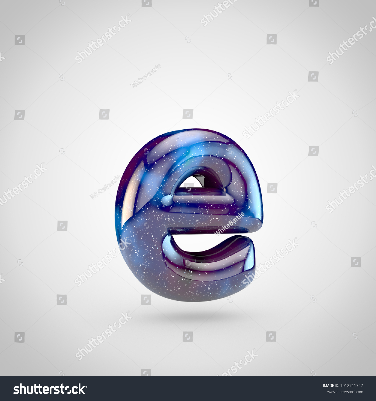 Galaxy Letter E Lowercase 3d Render Stock Illustration