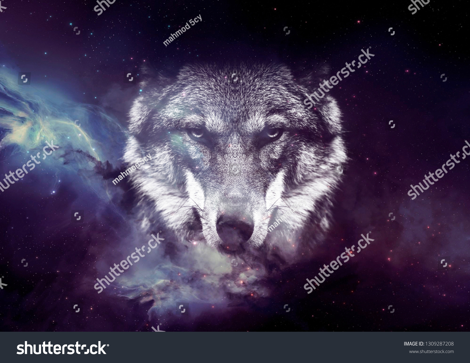 Galaxy Wolf Face Wallpaper Stock Photo Edit Now