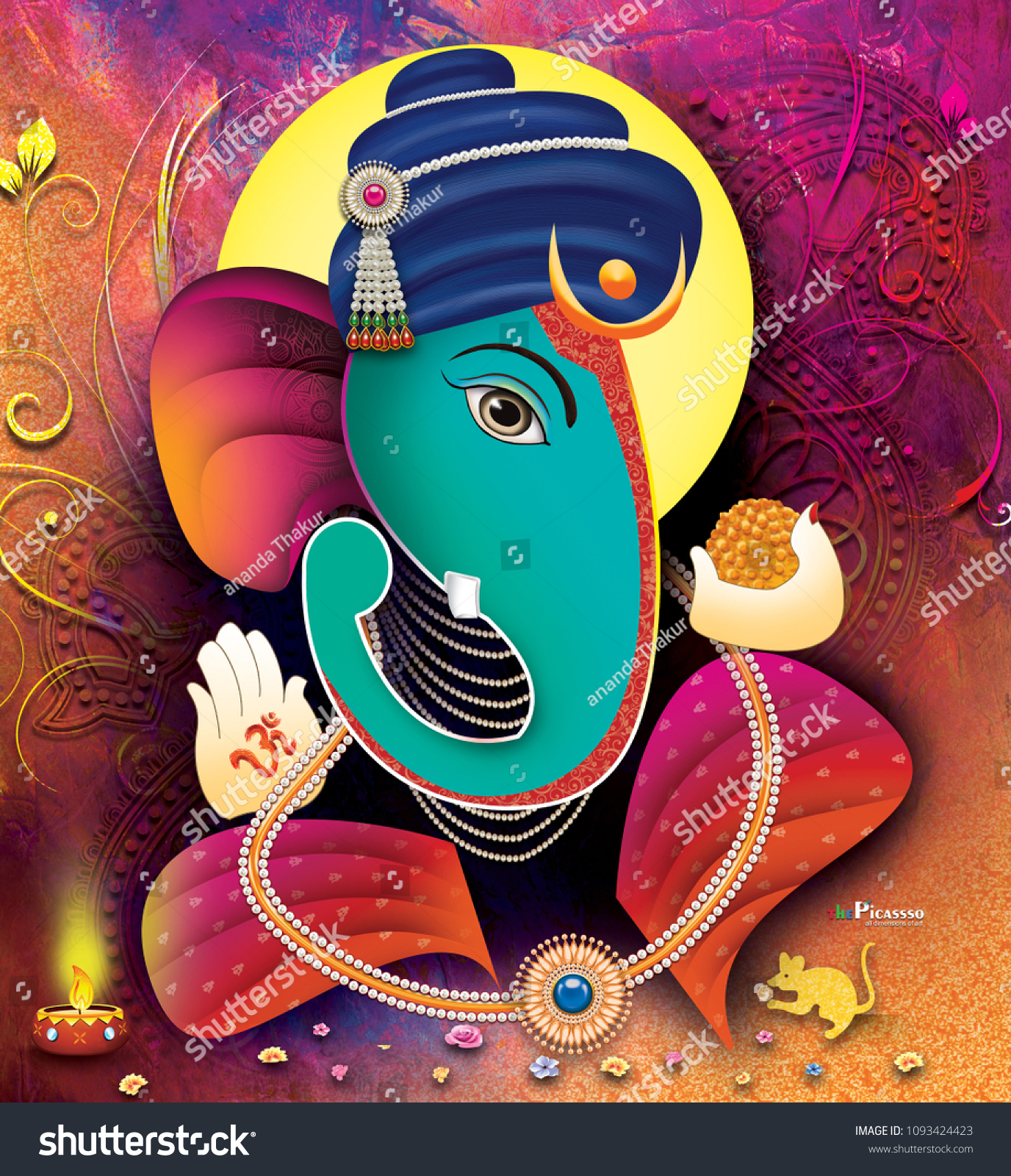 Ganesh Abstract Art Stock Illustration 1093424423