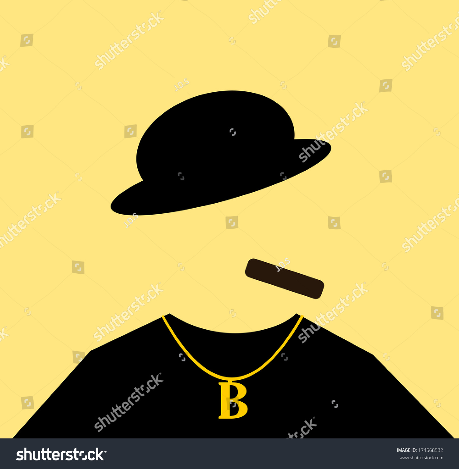 Gangster Smoking Cigar Wearing Gold Necklace Stock Illustration ...