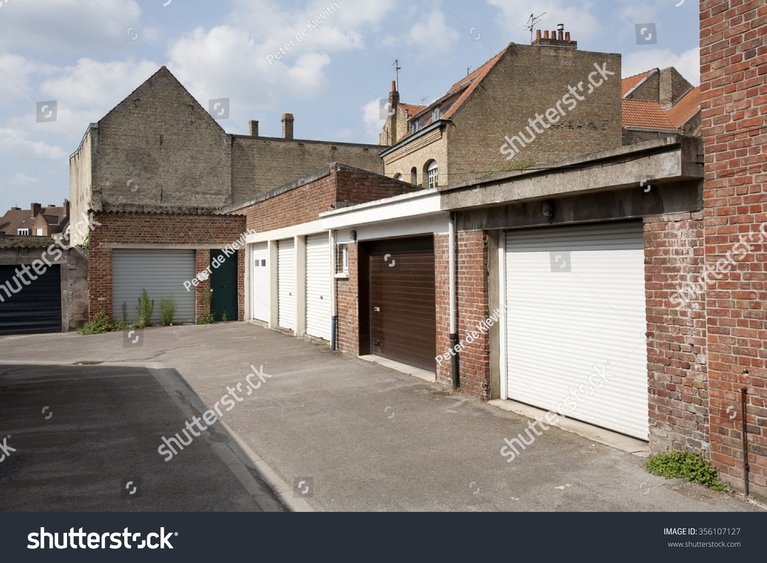 Garage Doors Backside Houses France Royalty Free Stock Image