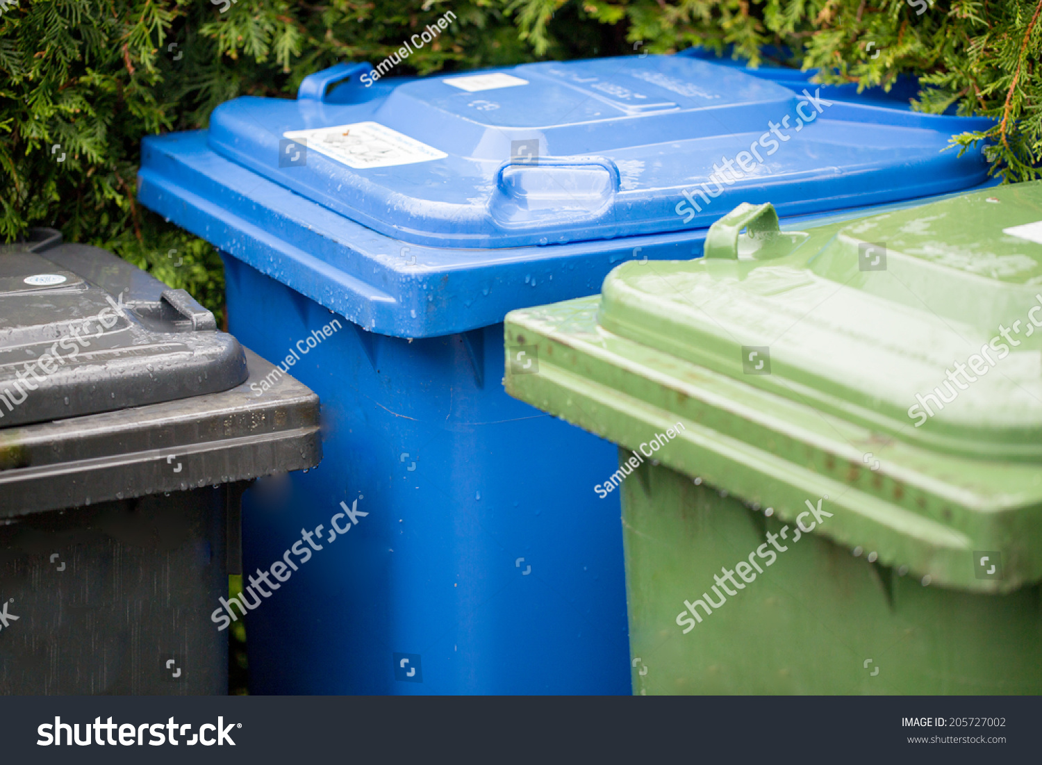 Garbage Cans Different Colors Symbolizing Recycling Stock Photo ...