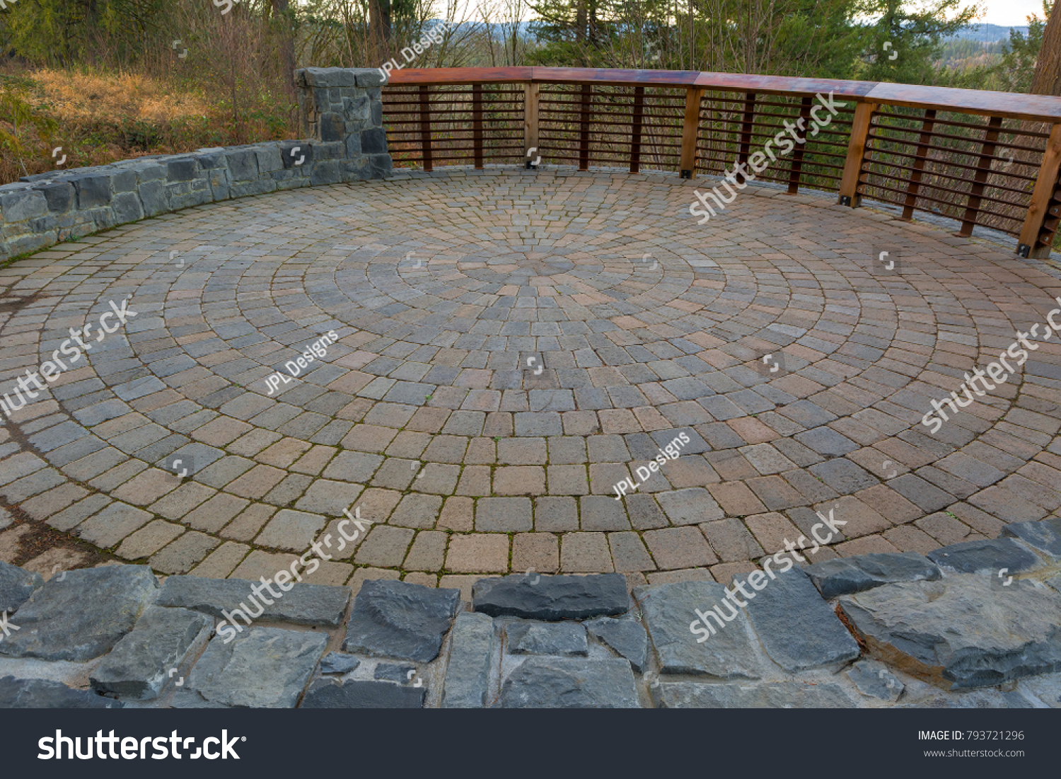 Garden Backyard Circular Brick Stone Pavers Stock Photo Edit Now