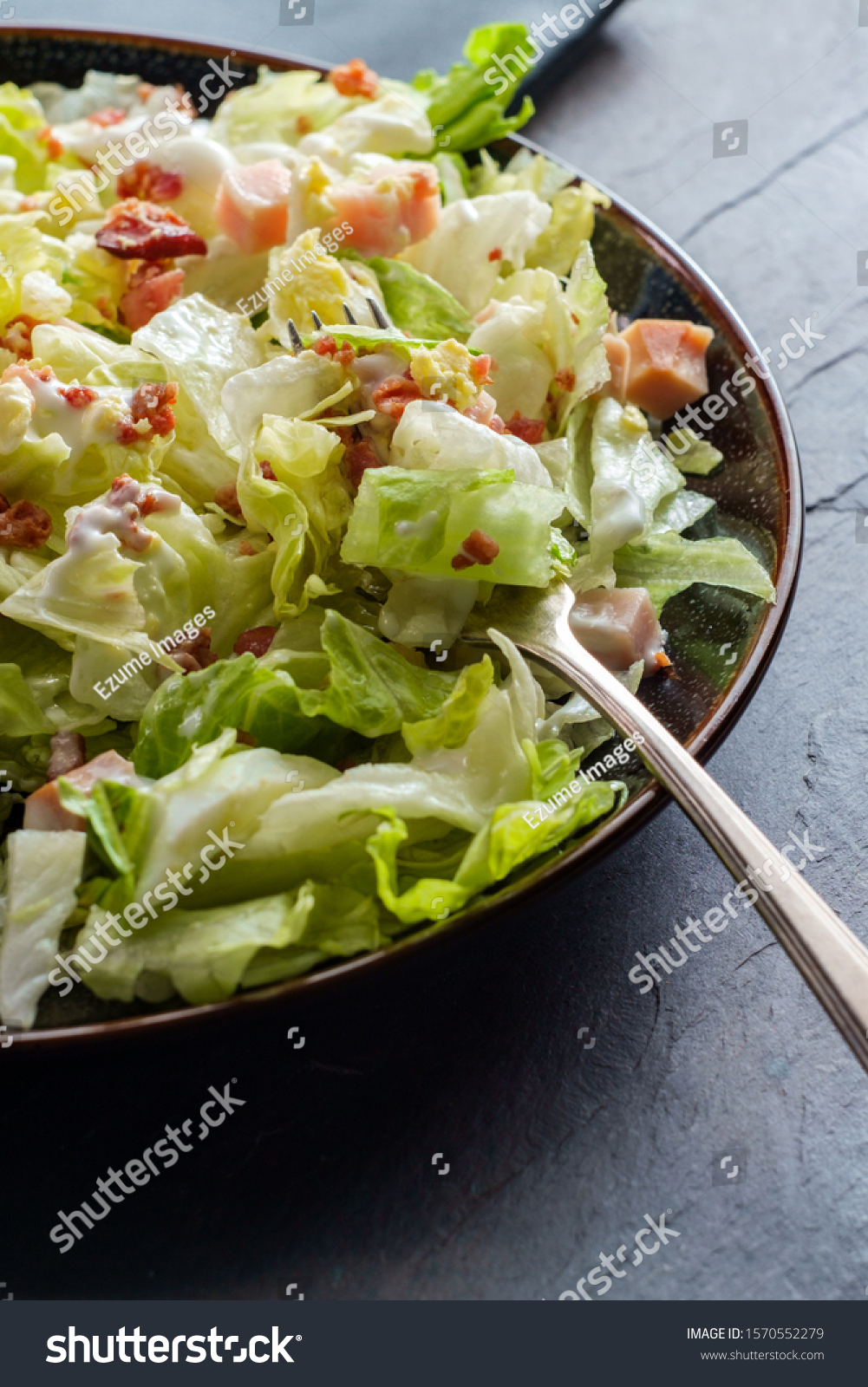 Garden Cobb Salad Iceberg Lettuce Ham Stock Photo Edit Now 1570552279