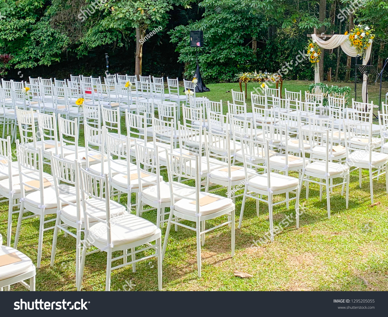 Garden Wedding White Chairs Stock Photo (Edit Now) 8