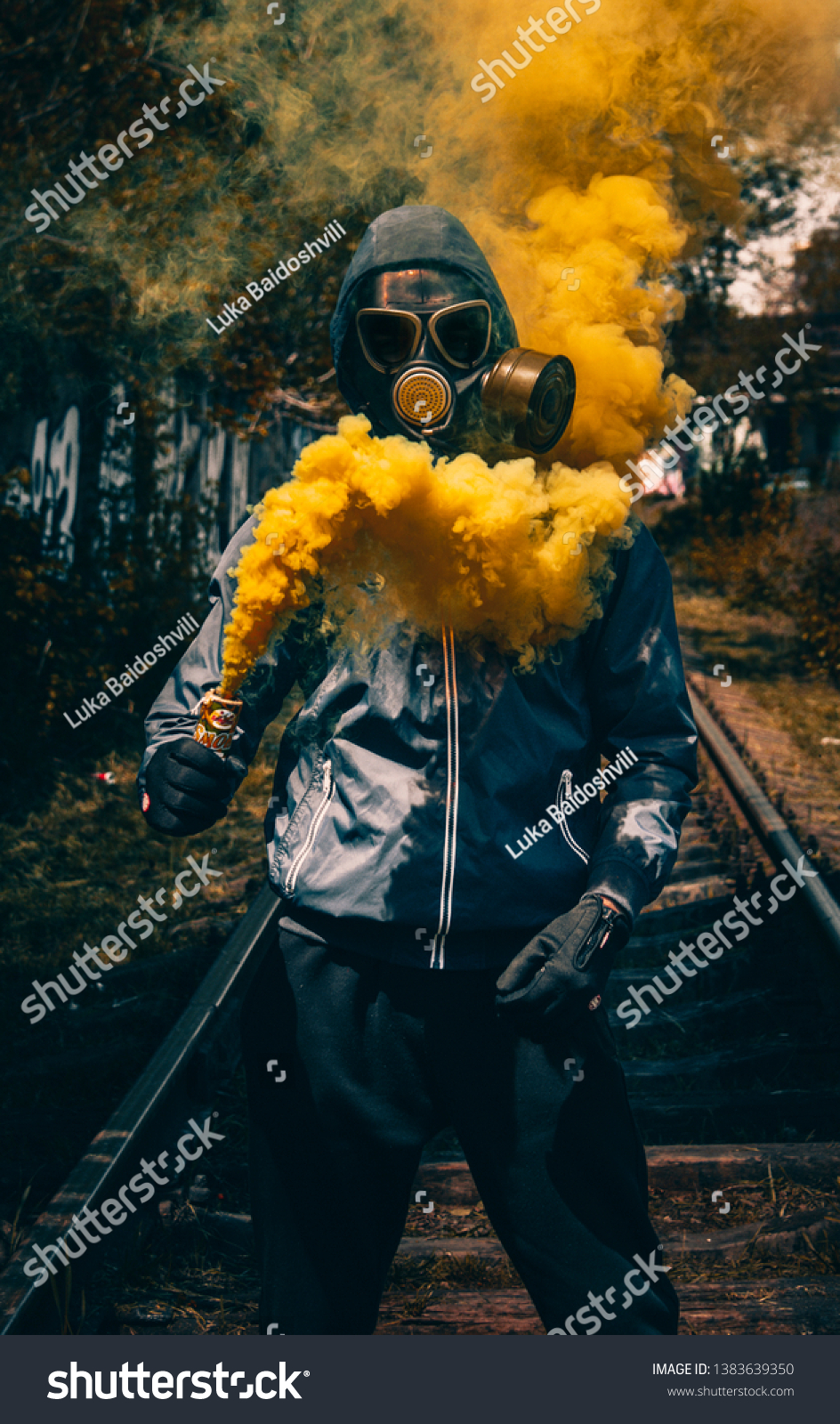 Download Gas Mask Yellow Smoke The Arts Stock Image 1383639350 Yellowimages Mockups