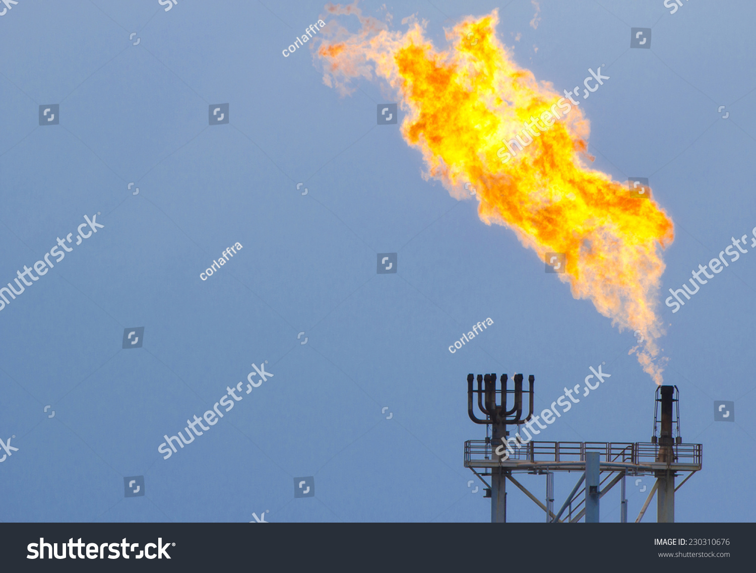 Gas Flare Burn On Offshore Platform Stock Photo (Edit Now) 230310676