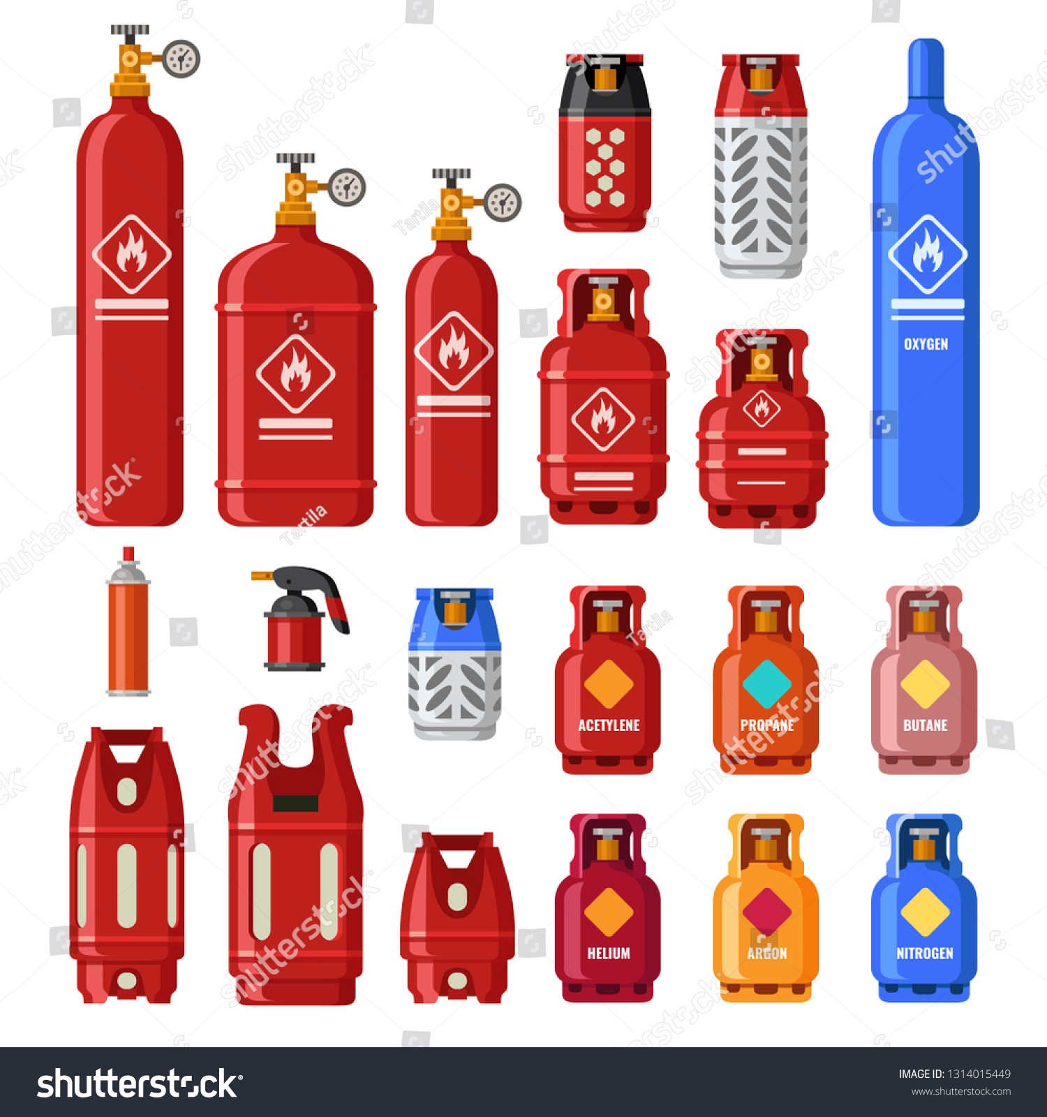 Gas Tank Gaz Cylinders Acetylene Propane Stock Illustration 1314015449 