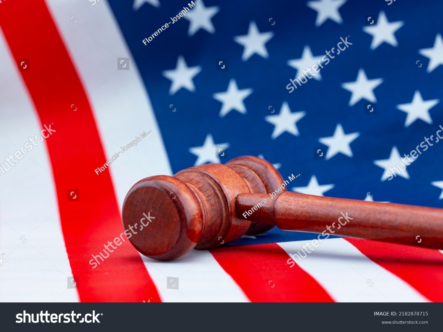 Gavel Lies On Side On American Stock Photo 2182878715 | Shutterstock