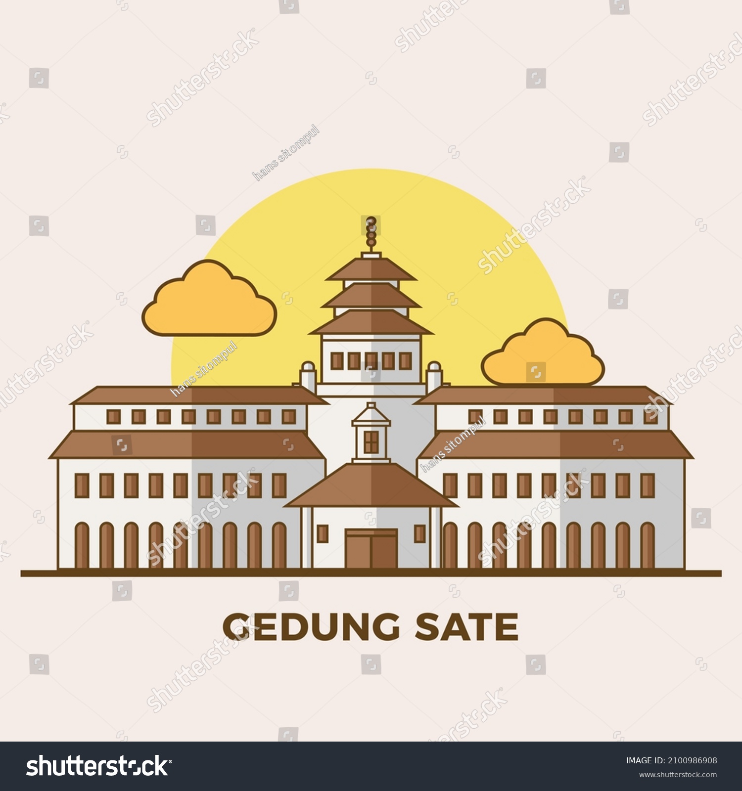 Gedung Sate Historic Building Bandung West Stock Illustration 2100986908 8386