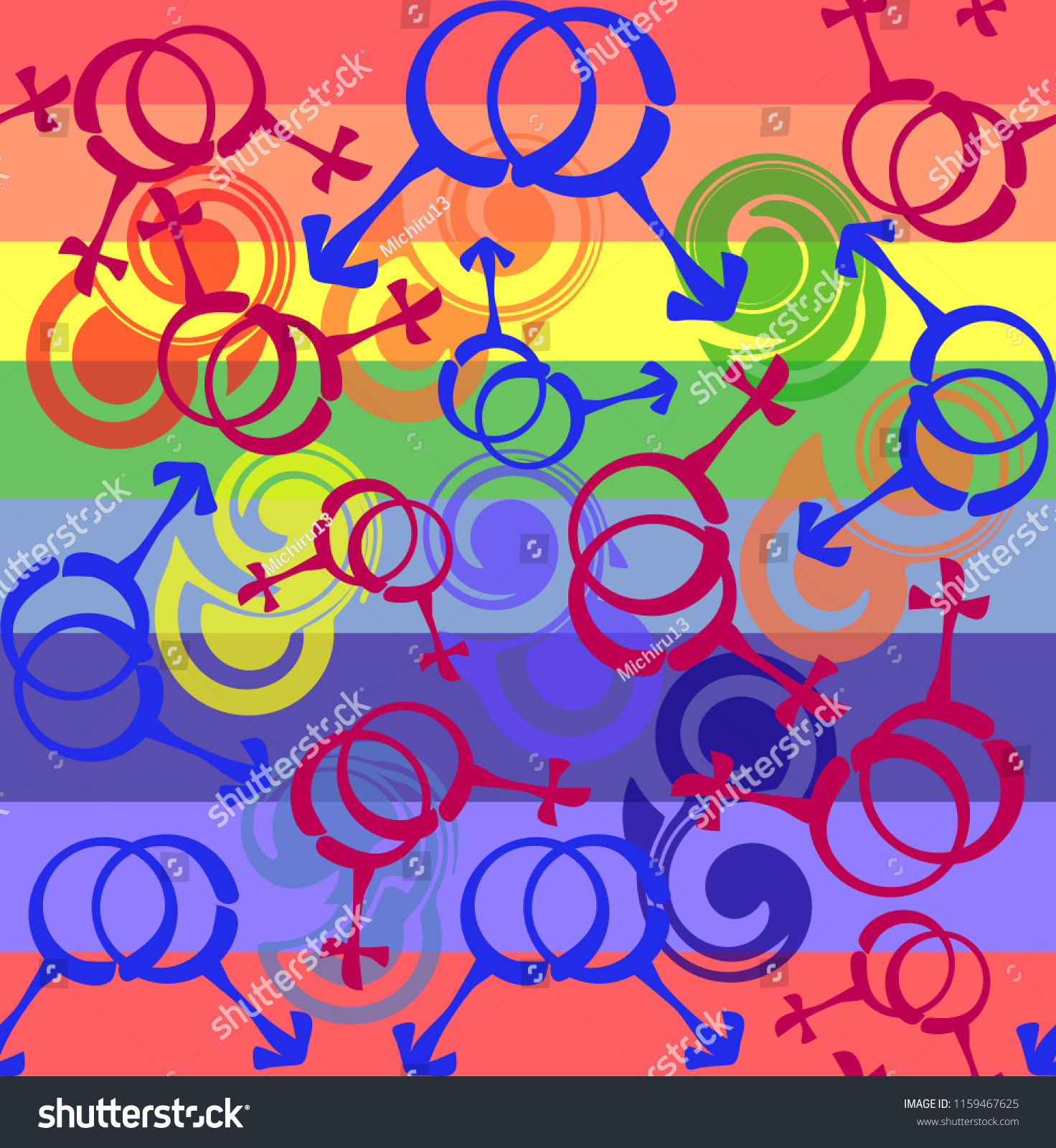 Gender Sexual Orientation Icon Set Rainbow Stock Illustration