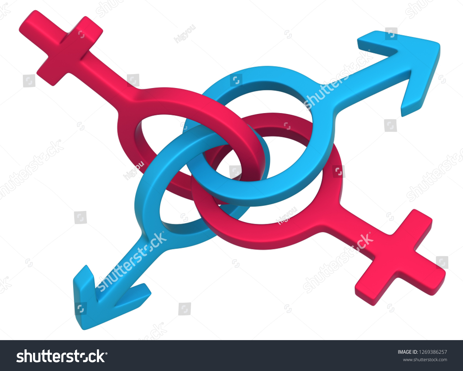 Gender Male Female Symbols Interlocked 3d Stock Illustration 1269386257 Shutterstock 8327