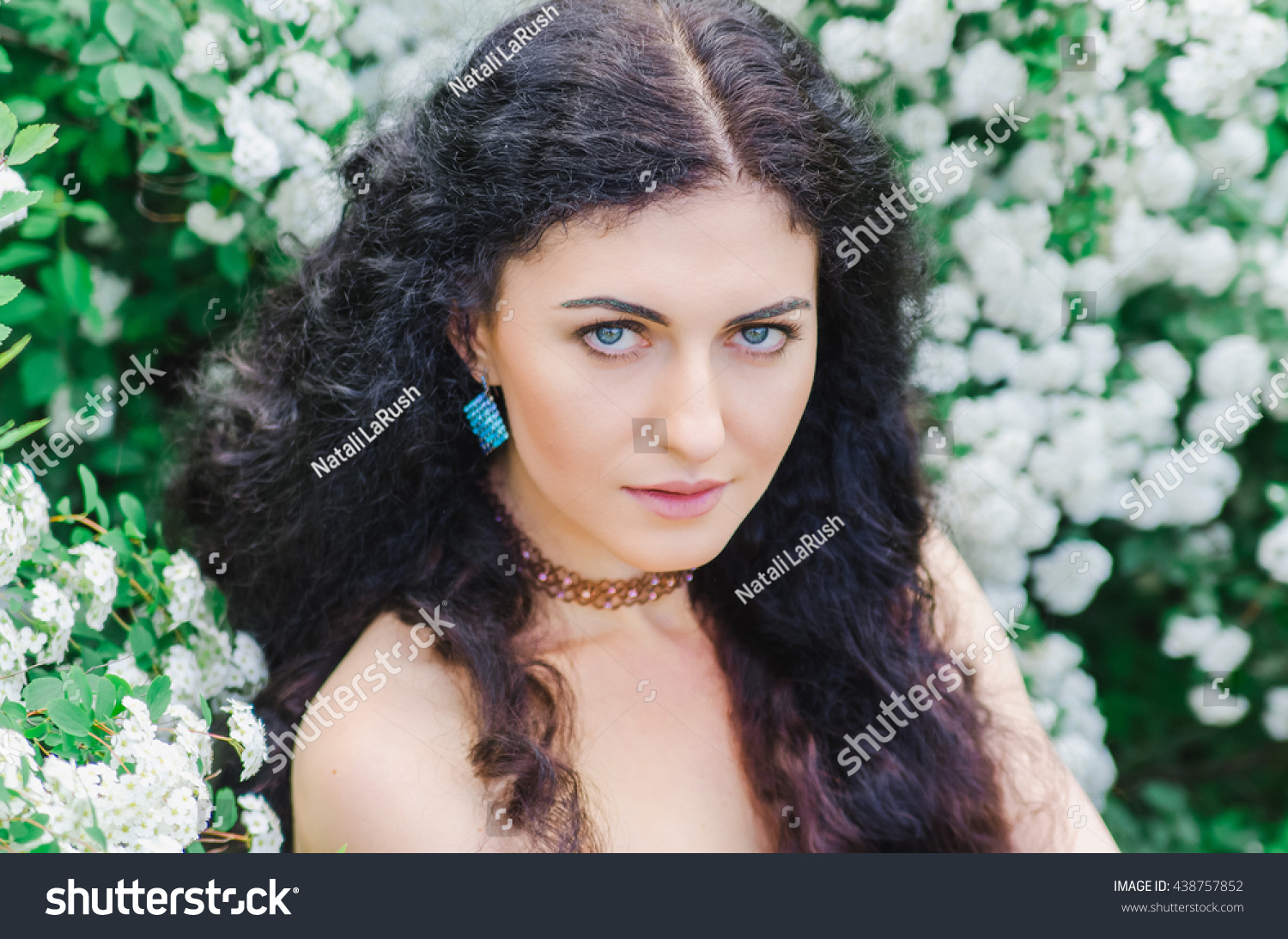 Gentle Beautiful Young Woman Long Curly Stock Photo 438757852