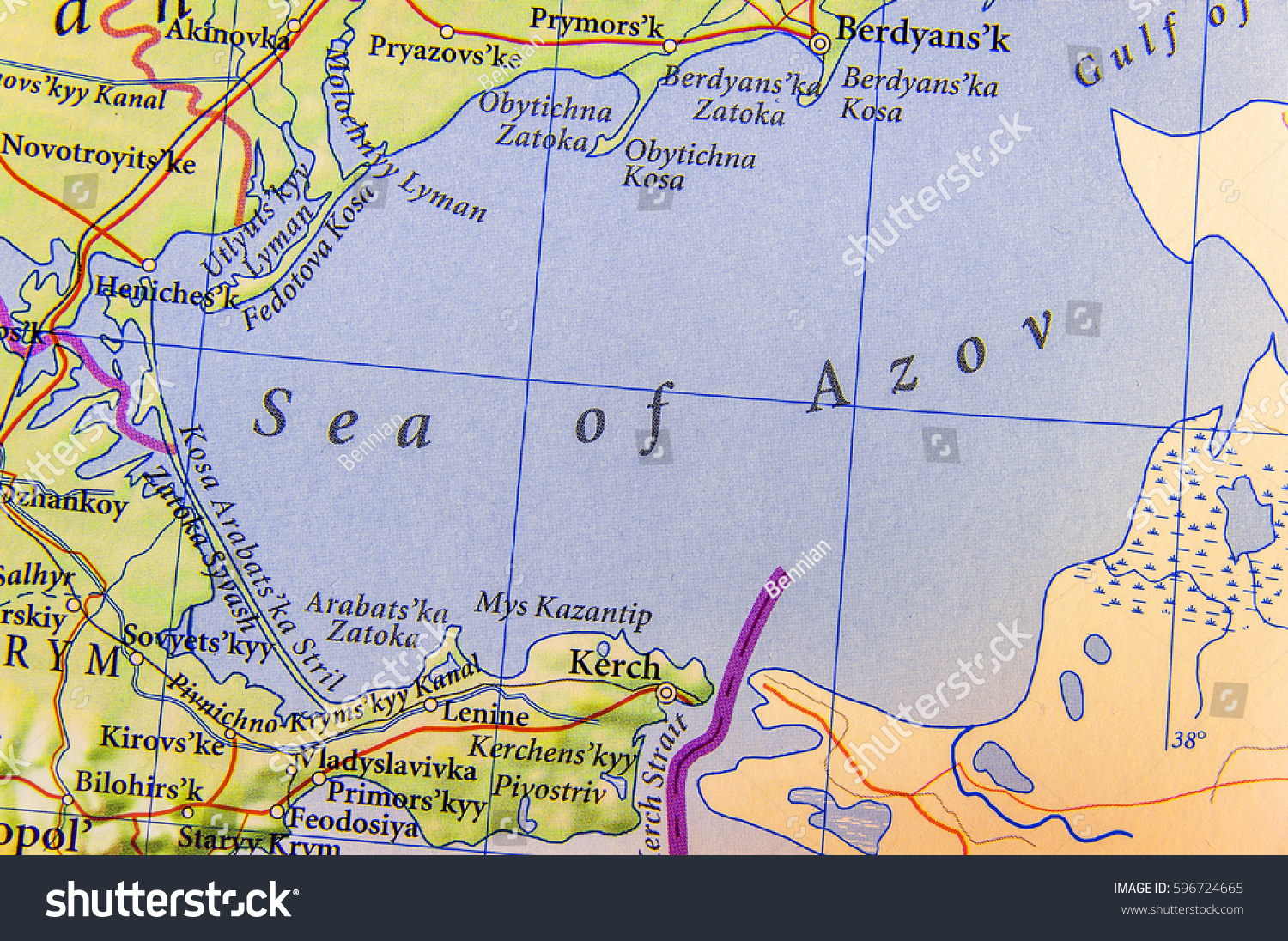 Sea Of Azov On Map Geographic Map European Sea Azov Close Stock Photo 596724665 | Shutterstock