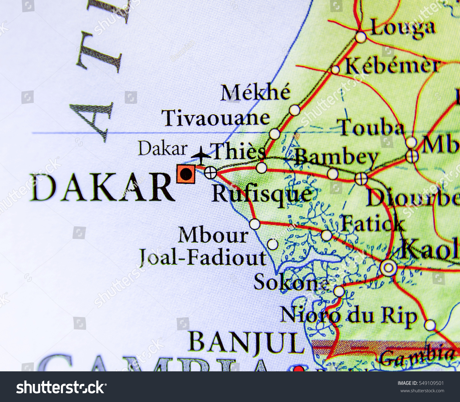 Geographic Map Senegal Capital City Dakar Stock Photo