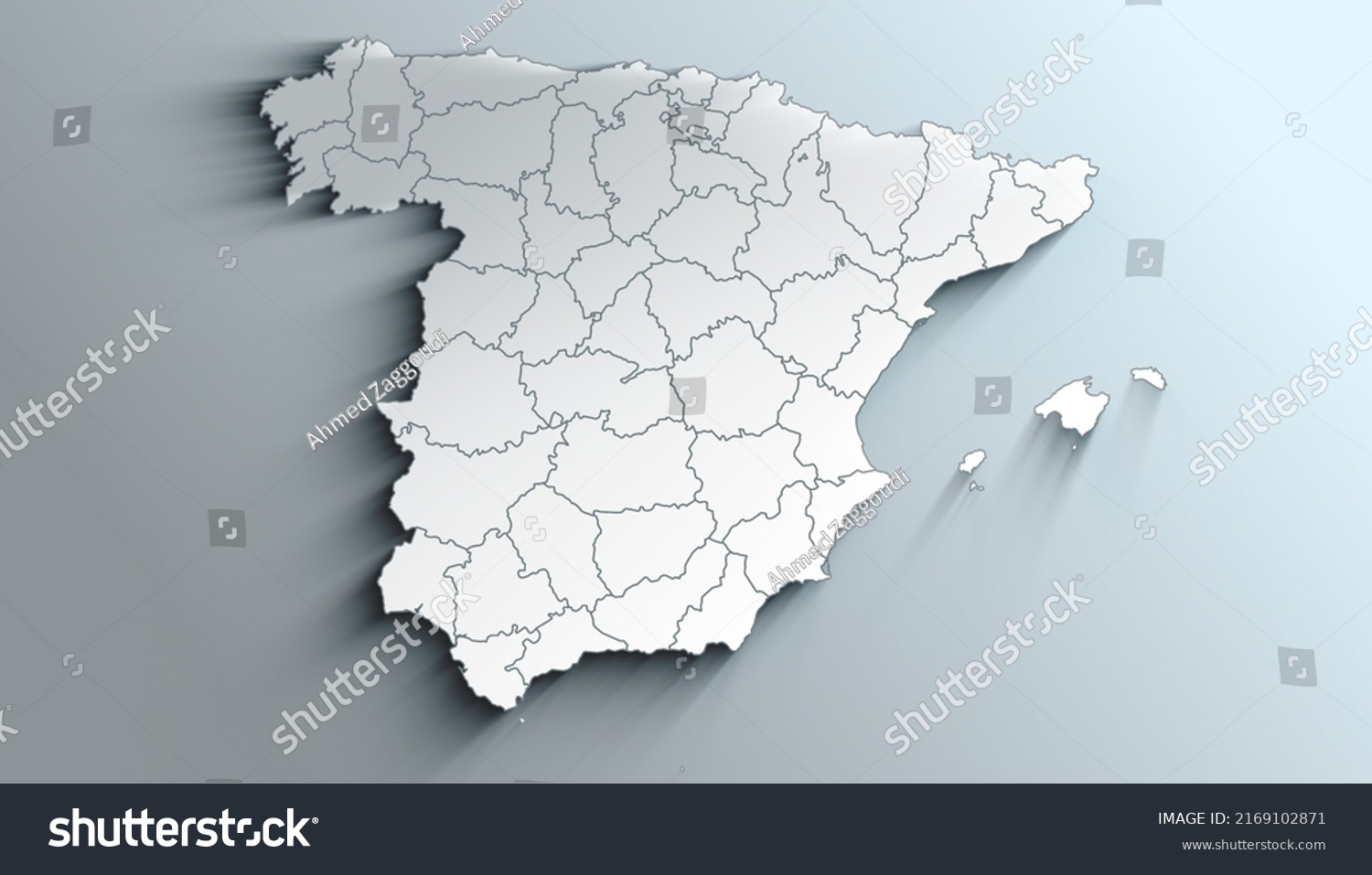 Geographical Map Spain Provinces Regions Shadows Stock Illustration Stock Photo Geographical Map Of Spain With Provinces With Regions With Shadows 2169102871