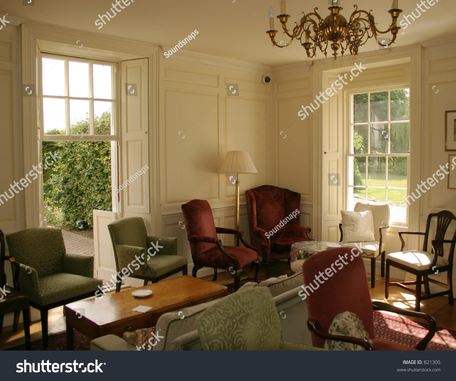 Georgian Country Manor House Interior Lounge Stock Photo