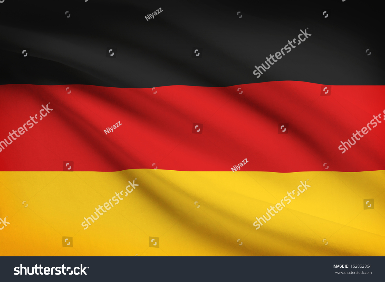German Flag Blowing In The Wind. Part Of A Series. Stock Photo ...