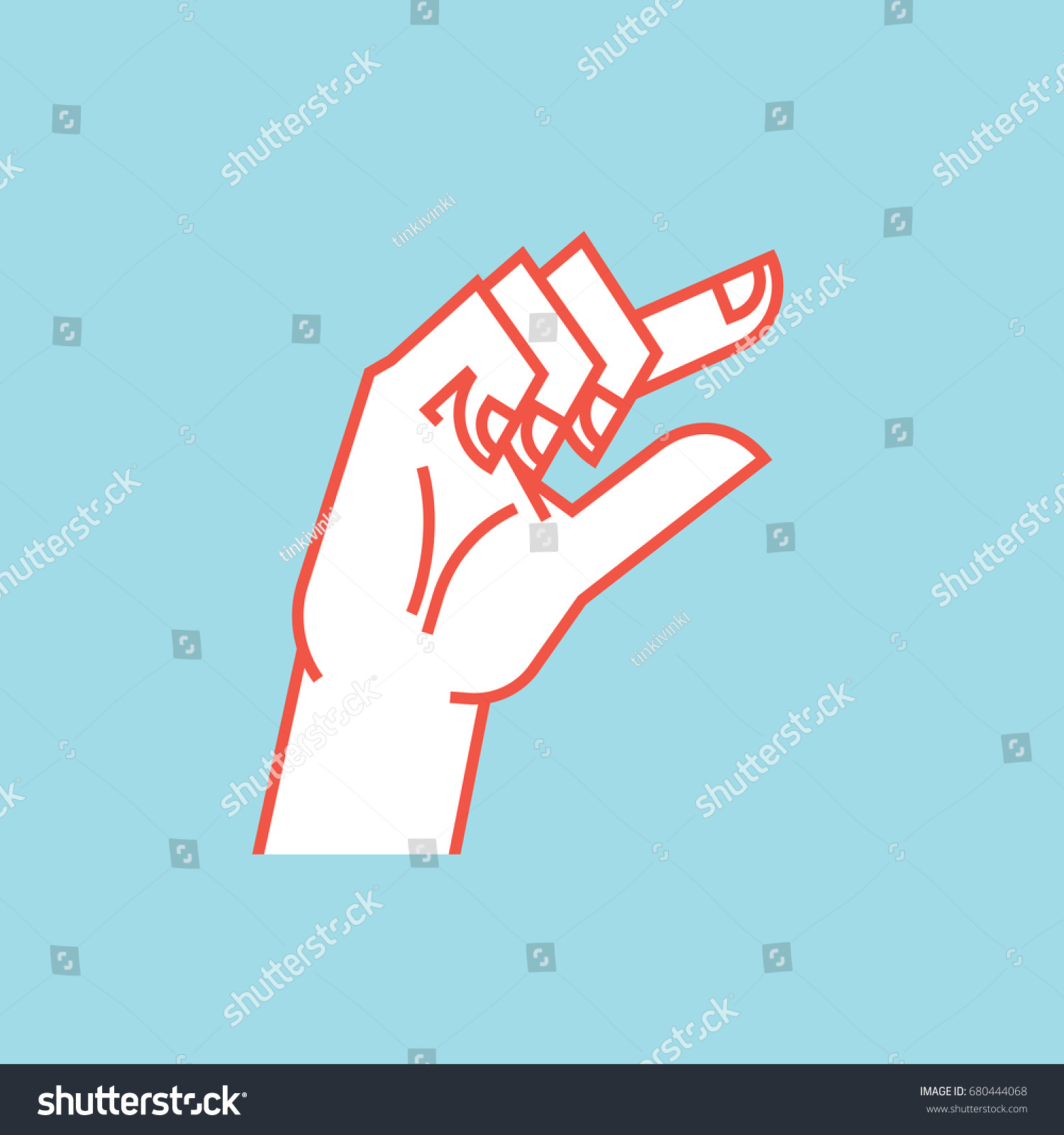 Gesture Little Bit Sign Stylized Hand Stock Illustration 680444068