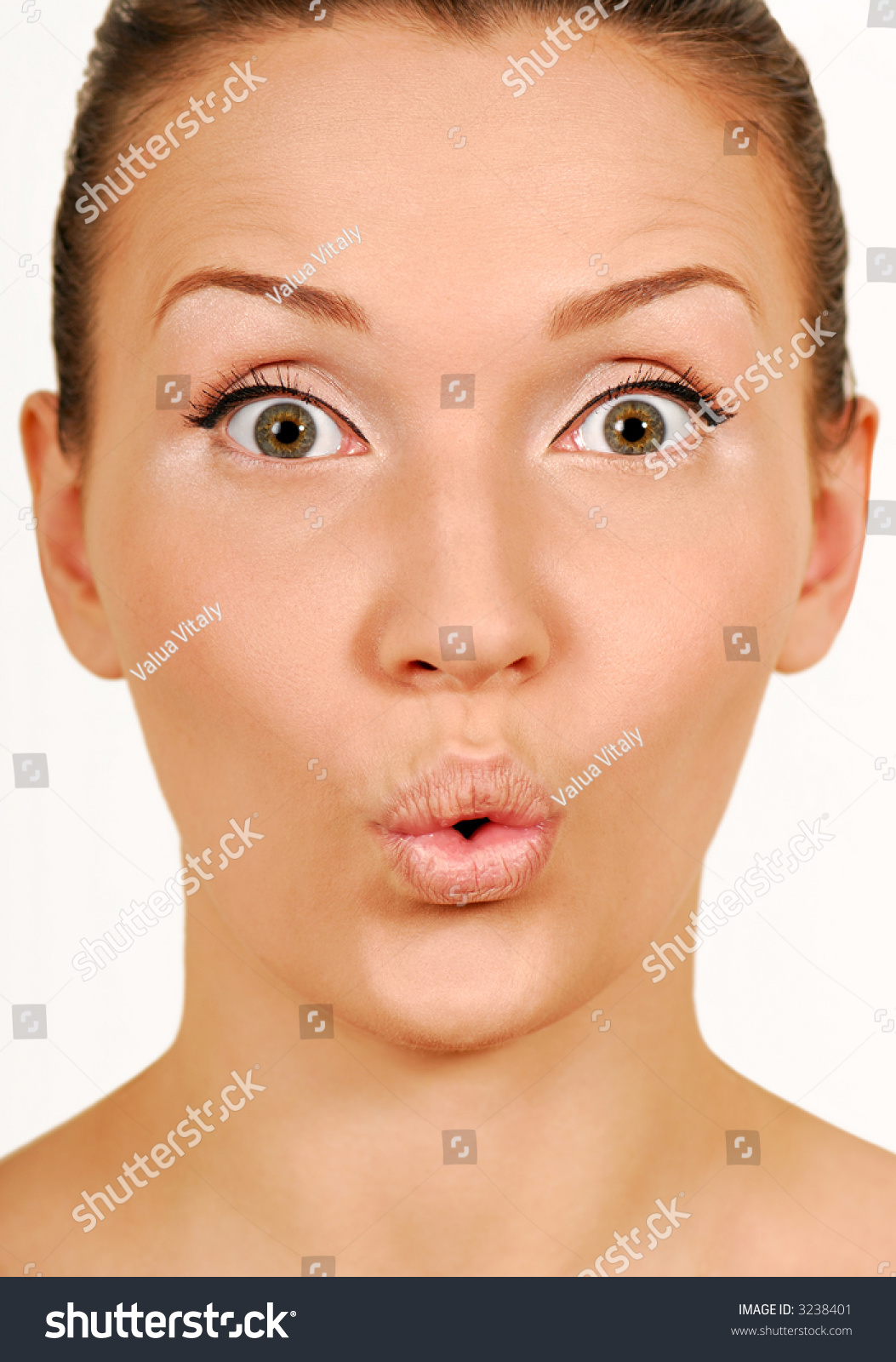 Gesturing - Surprise, Wonderment. Female Face Close-Up. Stock Photo ...