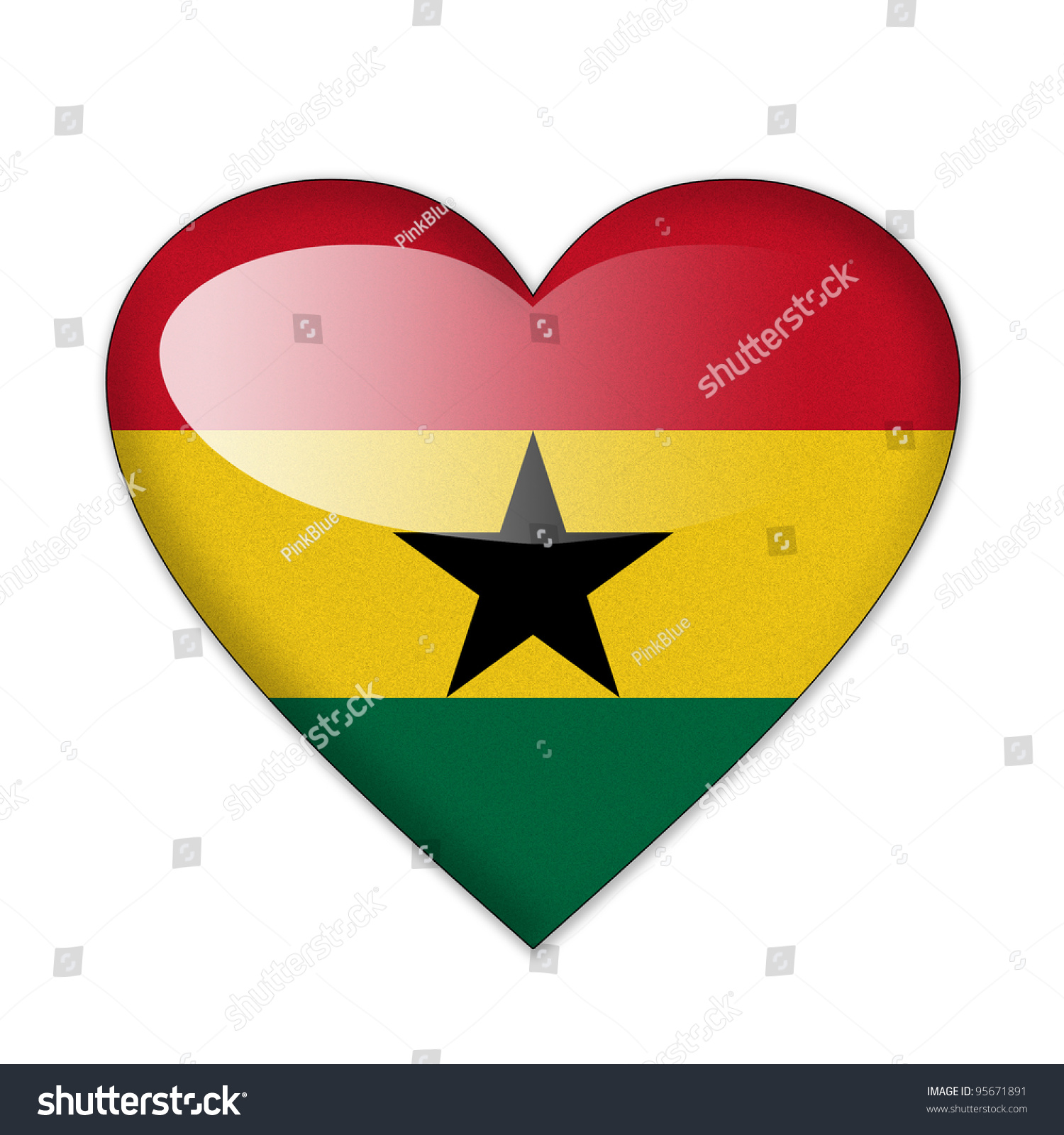 Ghana Flag In Heart Shape Isolated On White Background Stock Photo ...