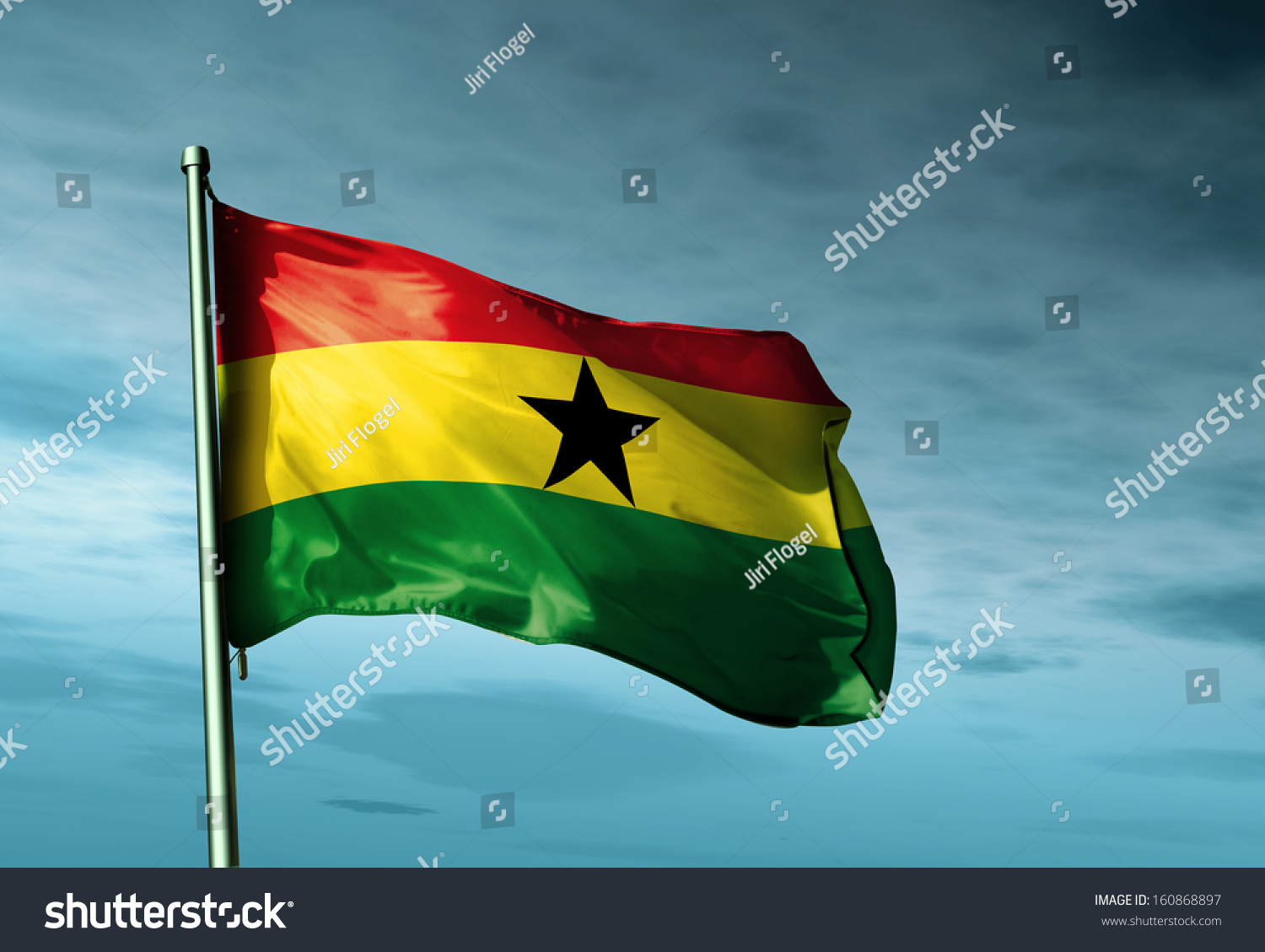 Ghana Flag Waving In The Evening Stock Photo 160868897 : Shutterstock