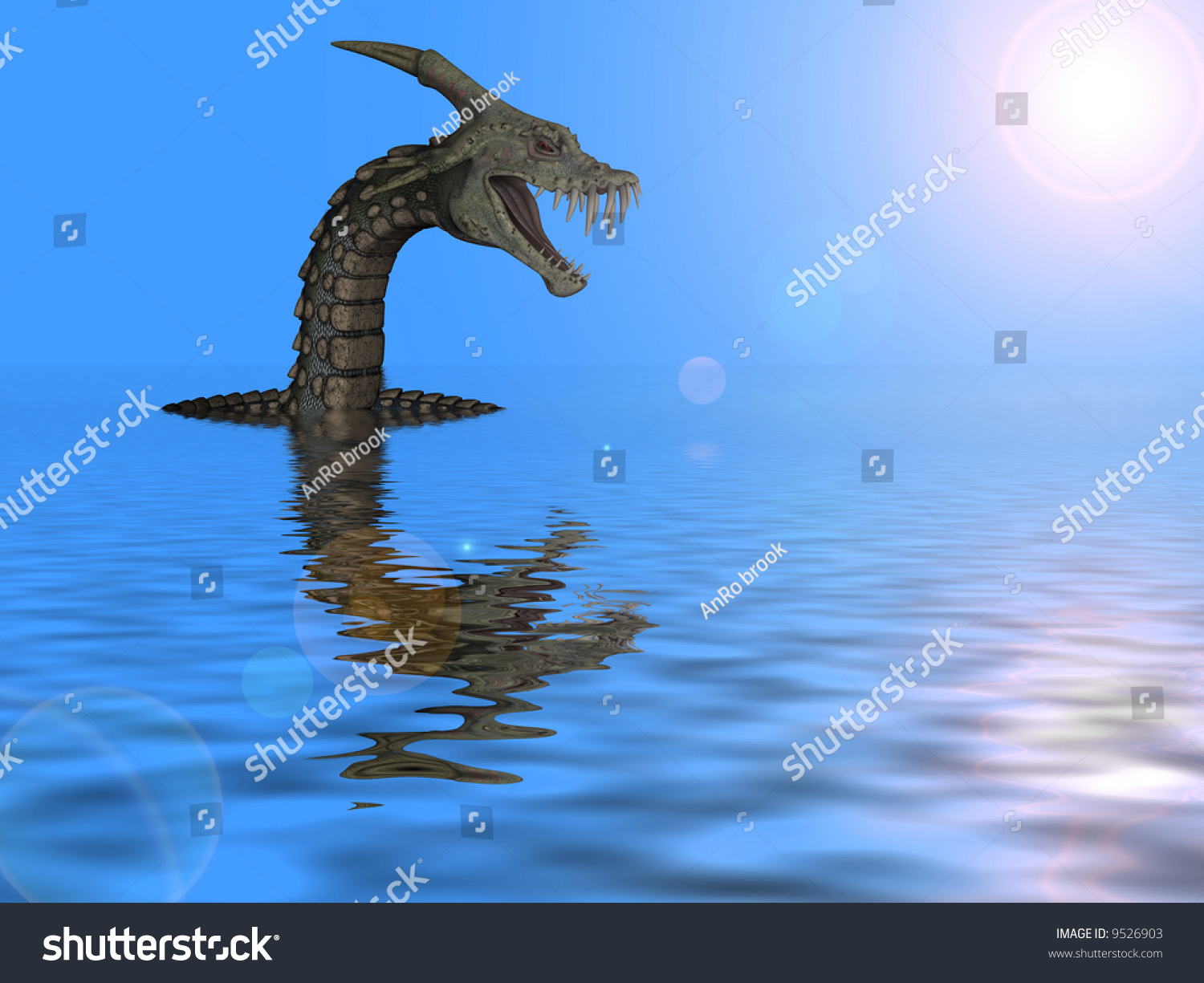 Giant Horn Snake, Monster On Water Stock Photo 9526903 : Shutterstock