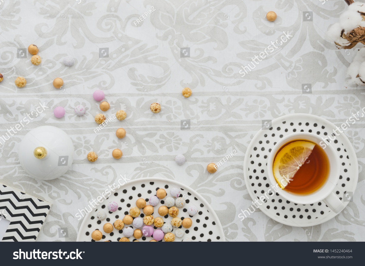 Ginger Lemon Tea Cup Saucer Colorful Stock Photo Edit Now 1452240464