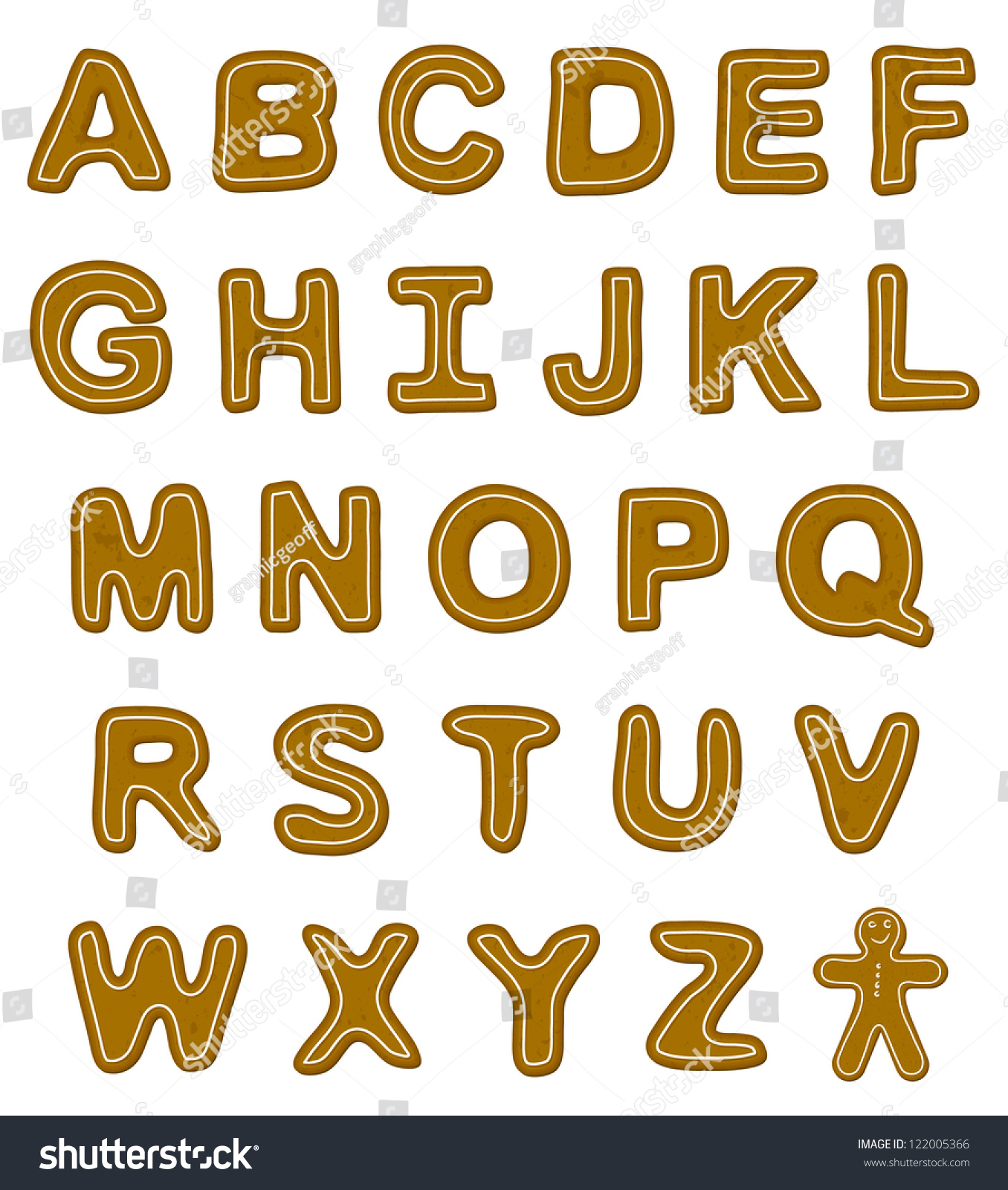 Gingerbread Font Letters/Christmas Cookie Alphabet Stock Photo ...