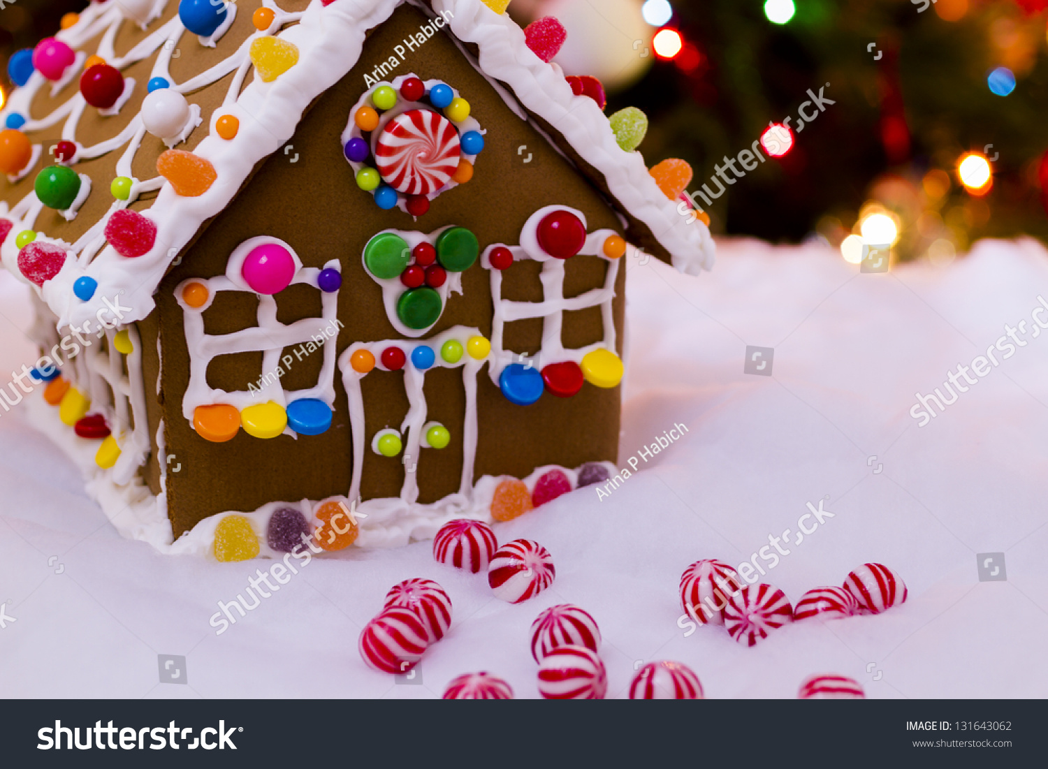 Gingerbread House Round Peppermint Candies Stock Photo (Edit Now ...