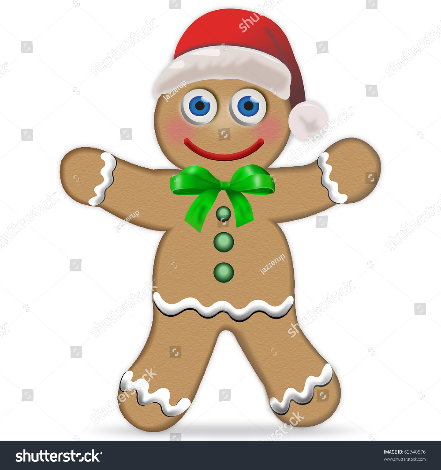 Gingerbread Man With Santa Hat Stock Photo 62740576 : Shutterstock