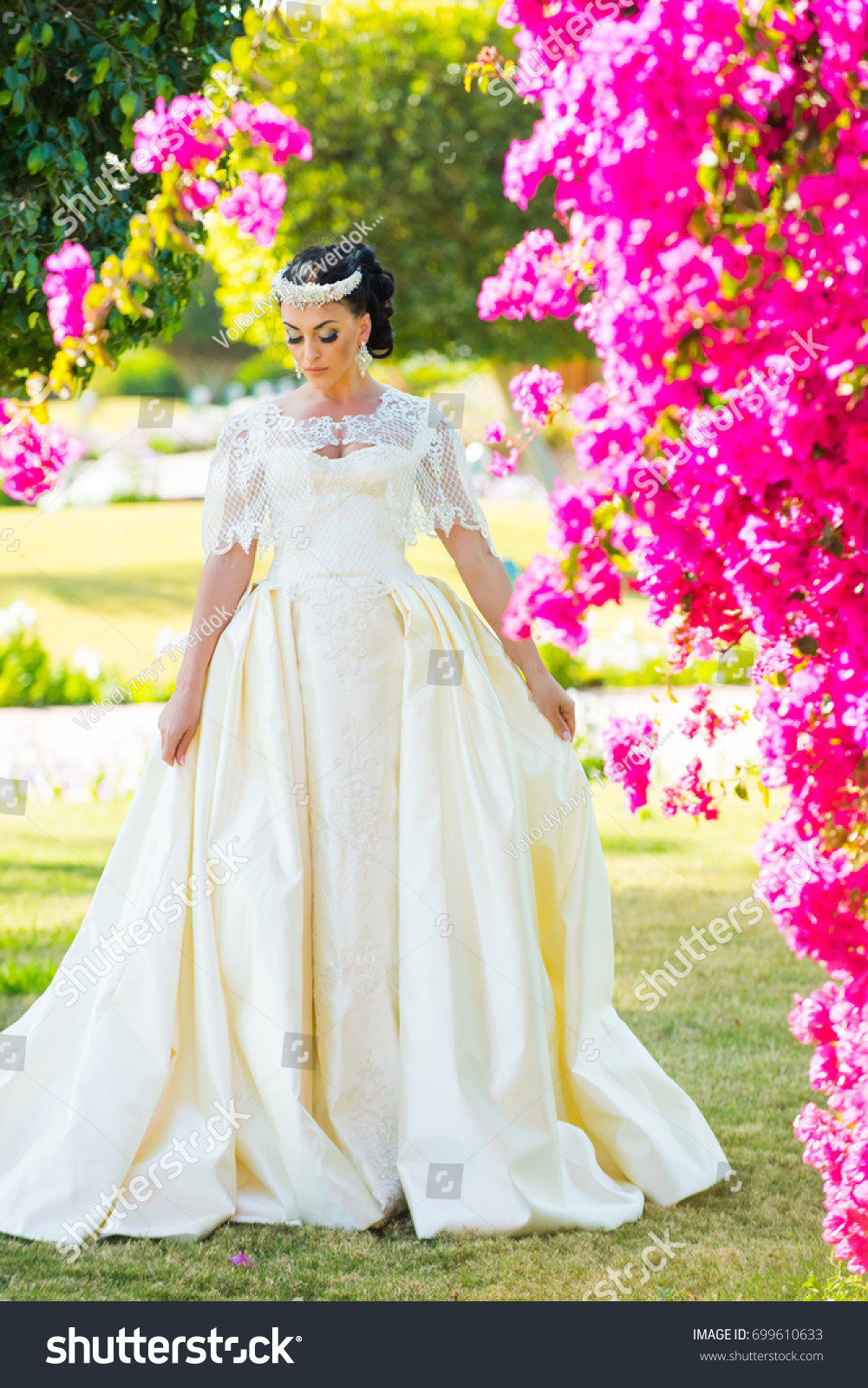 Girl Bride Wedding Dress Posing Meadow Stock Photo Edit Now
