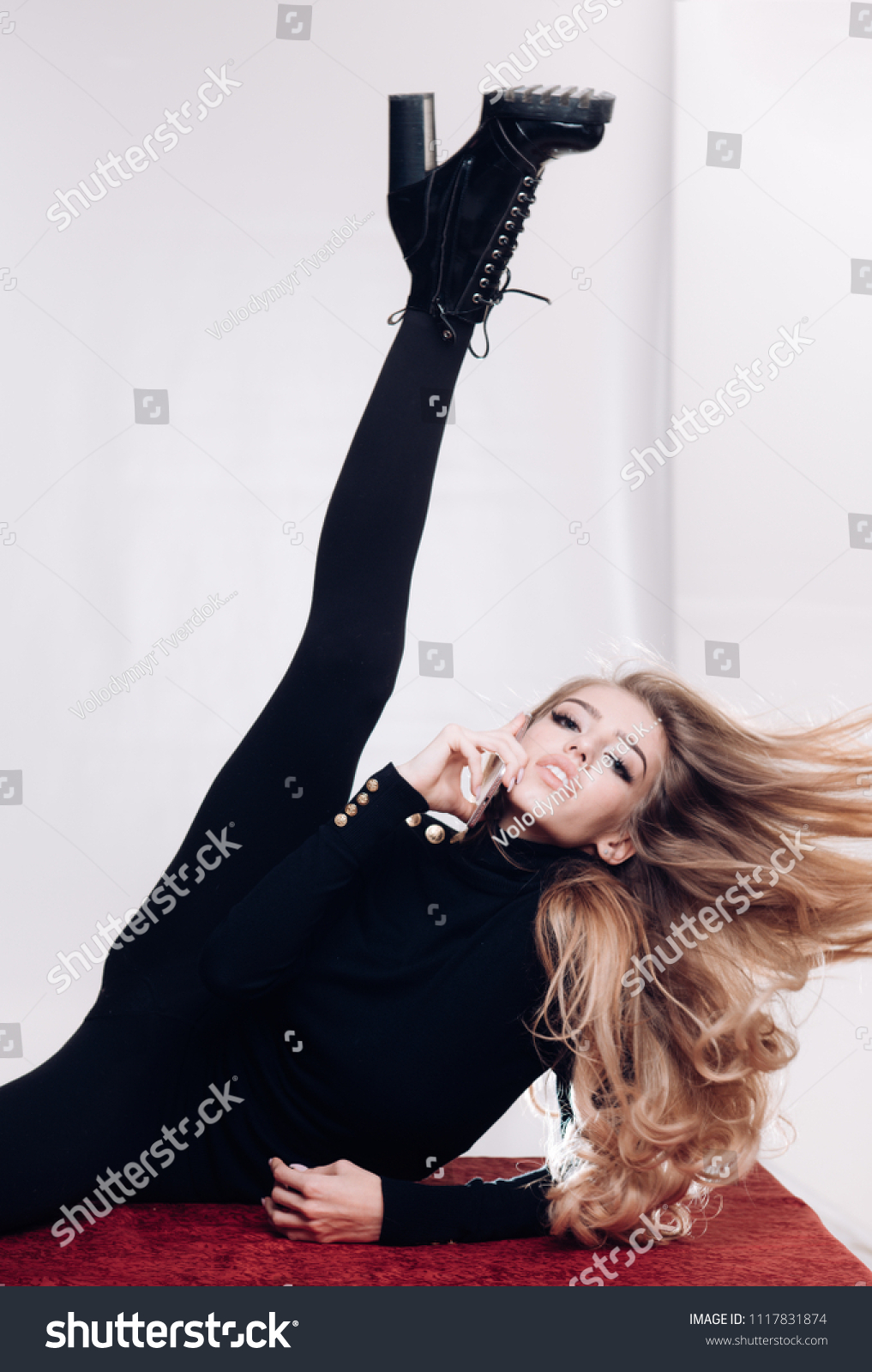 Girl Fashionable Flexible Make Skinny Leg Stock Photo Edit Now