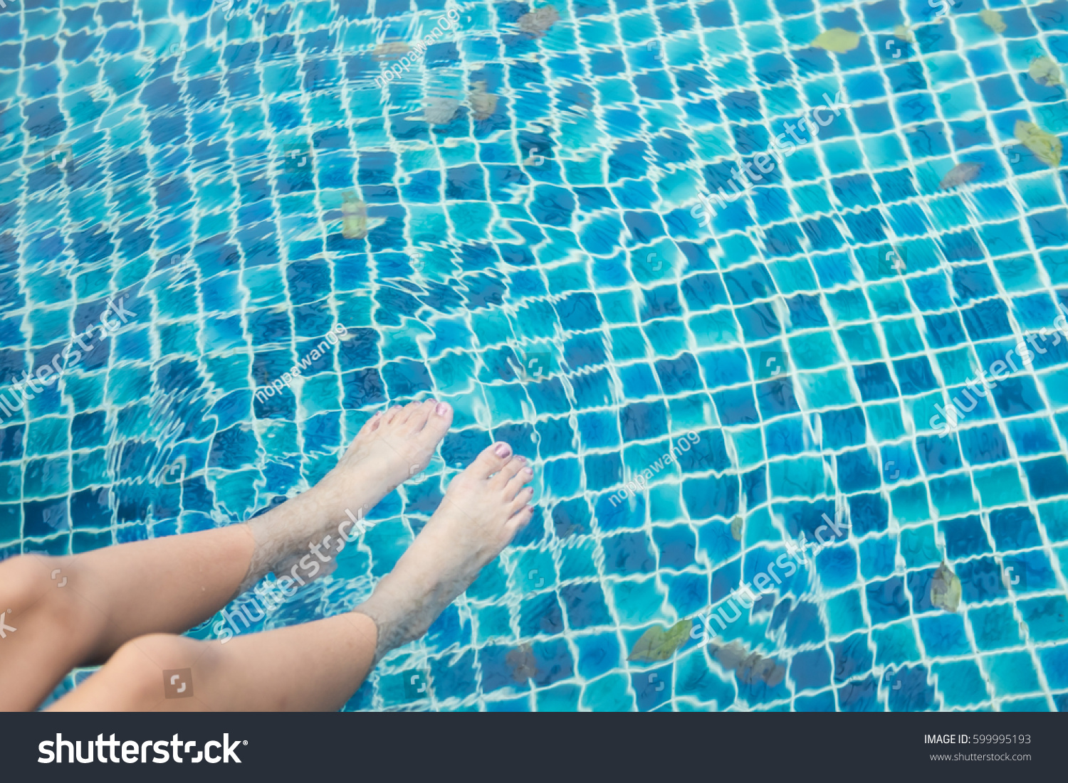 Girl Feet Swimming Pool On Hot Stock Photo (Edit Now) 599995193