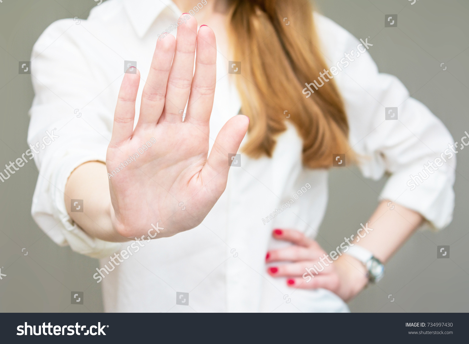 Girl Gesture Stop On Camera Outstretched Stock Photo Edit Now