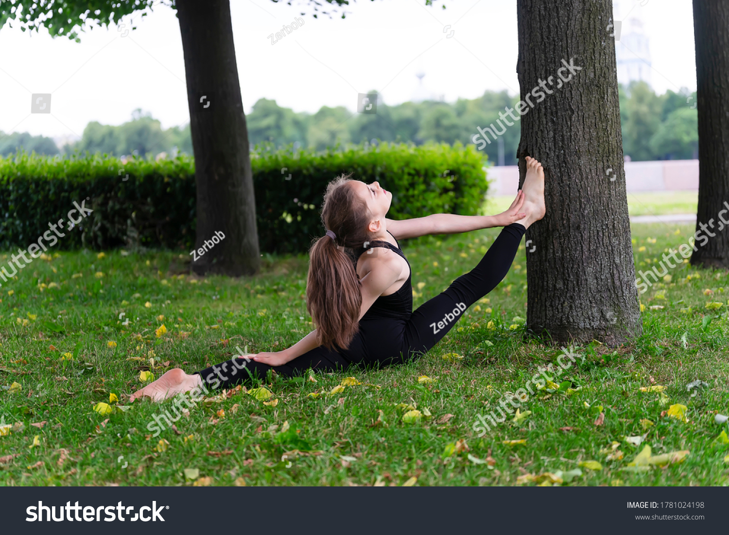 Girl Gymnast Performs Her Exercises Park Stock Photo 1781024198 ...