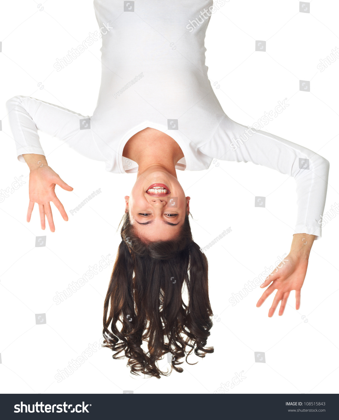 Girl Having Fun Hanging Upside Down Stock Photo 108515843 - Shutterstock