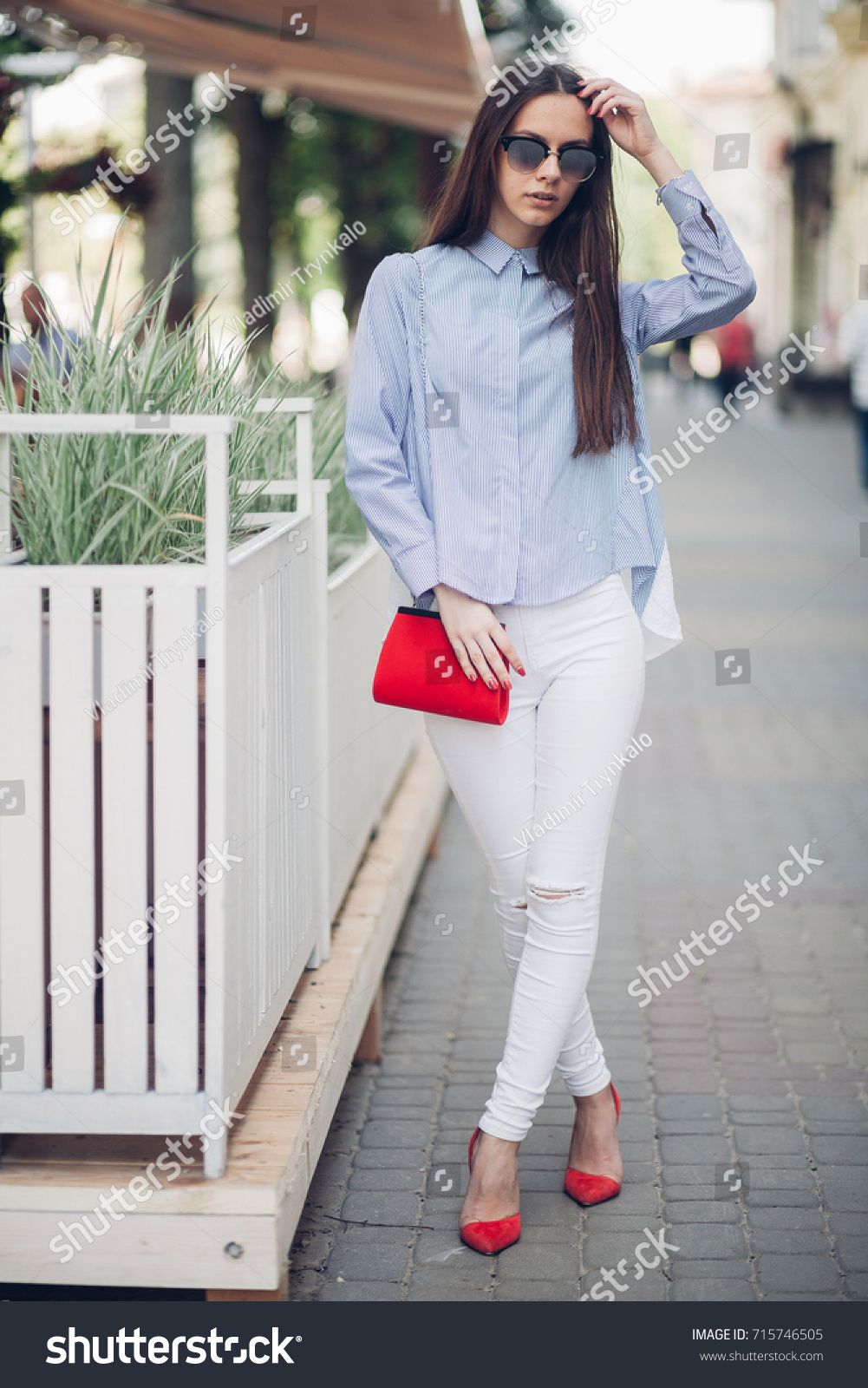 Shirt White Pants Red Shoes Stock Photo ...