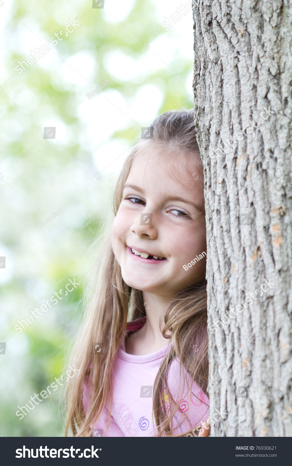 Girl In Forest Hiding Stock Photo 76930621 : Shutterstock