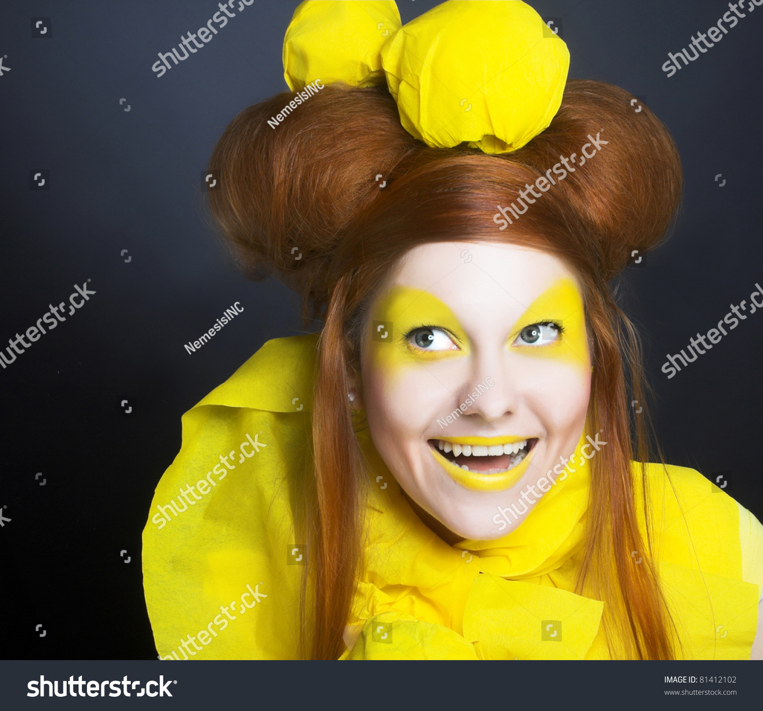 Girl Yellow Portrait Young Happy Woman Stock Photo 81412102 - Shutterstock