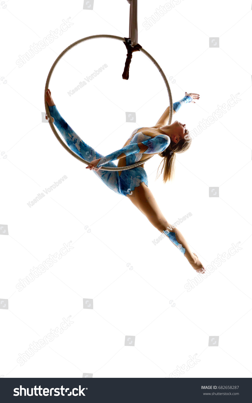 Girl On Air Ring Gymnastics Silhouette Stock Photo Edit Now 682658287