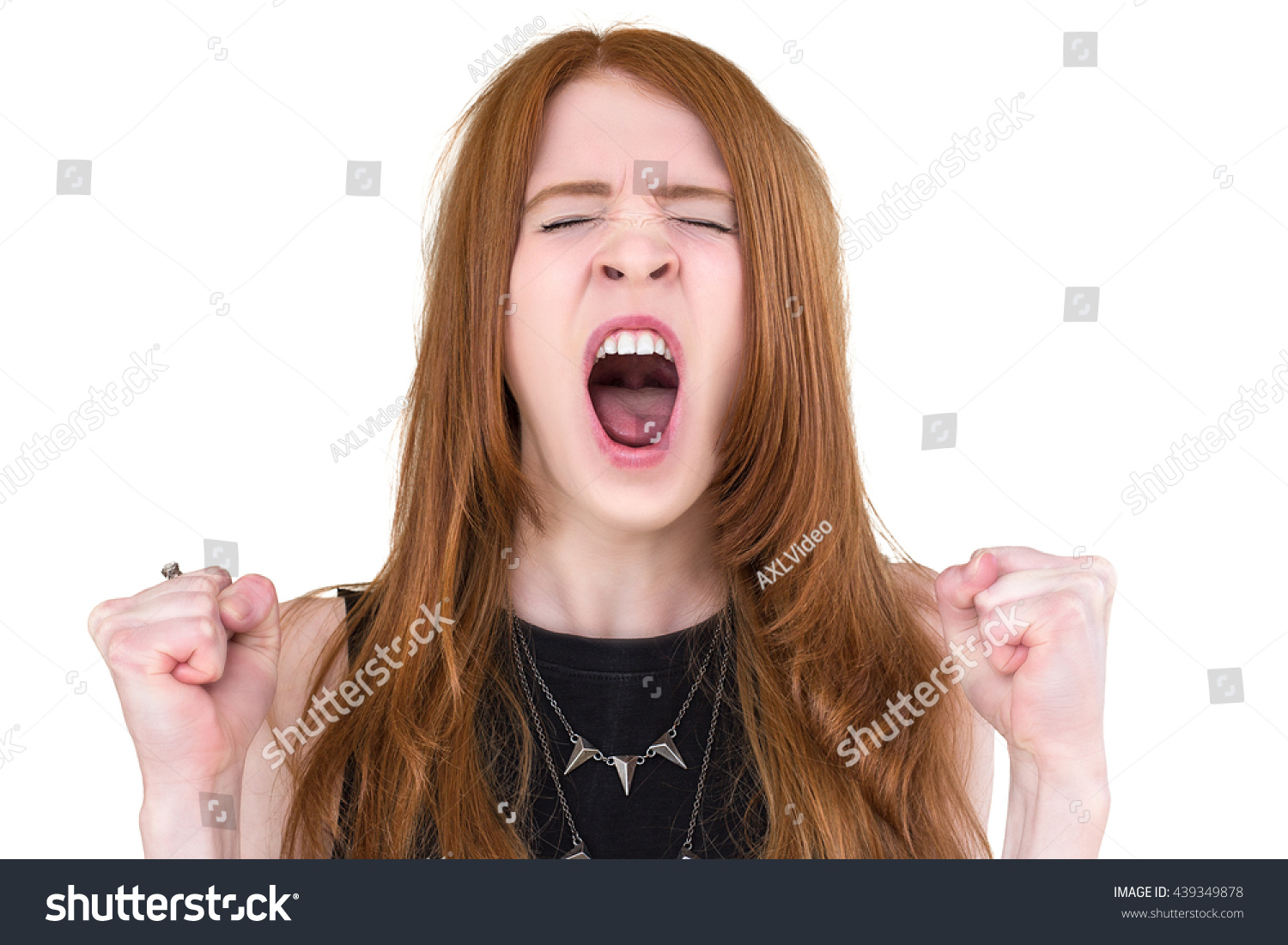 Girl Screams Clenching His Fists Stock Photo Shutterstock