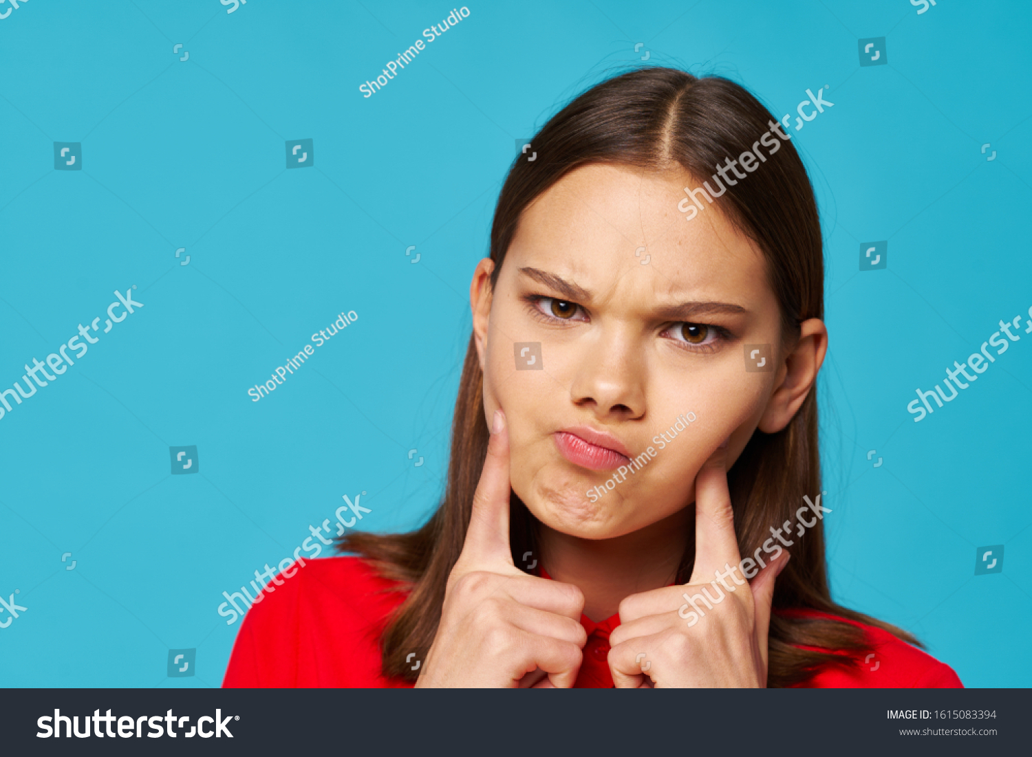 Girl Shirt Emotions Model Portrait Stock Photo 1615083394 | Shutterstock