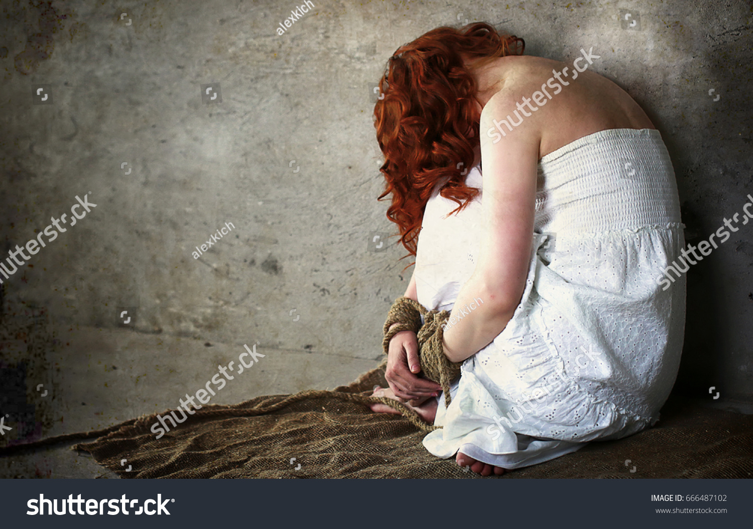 Girl Victim Kidnapping Sits Tied On Stock Photo 666487102 Shutterstock