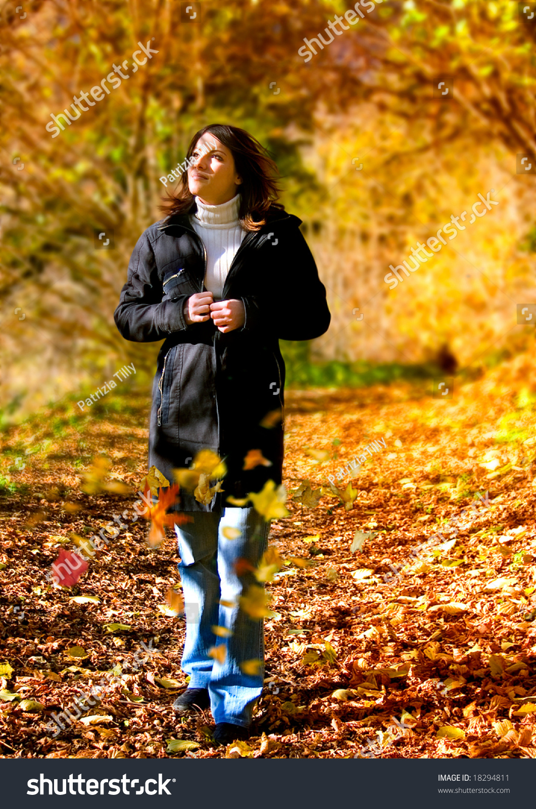 Girl Walking Park On Autumnday Stock Photo 18294811 - Shutterstock