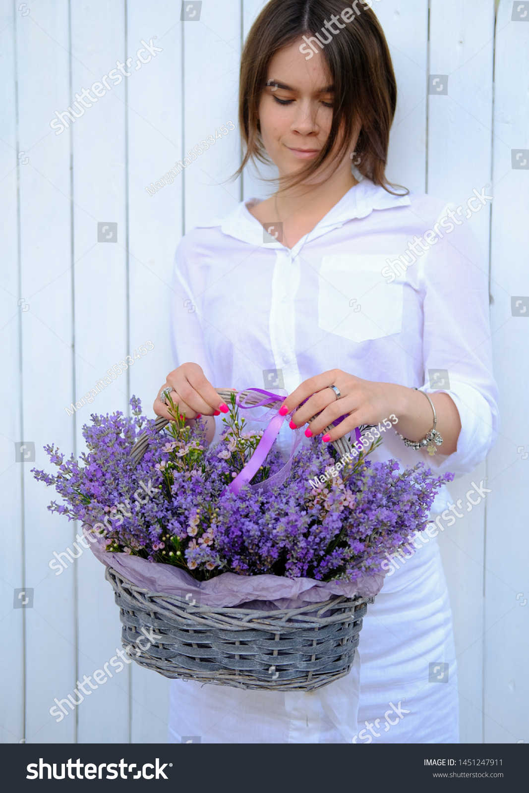 girl with a basket of flowers