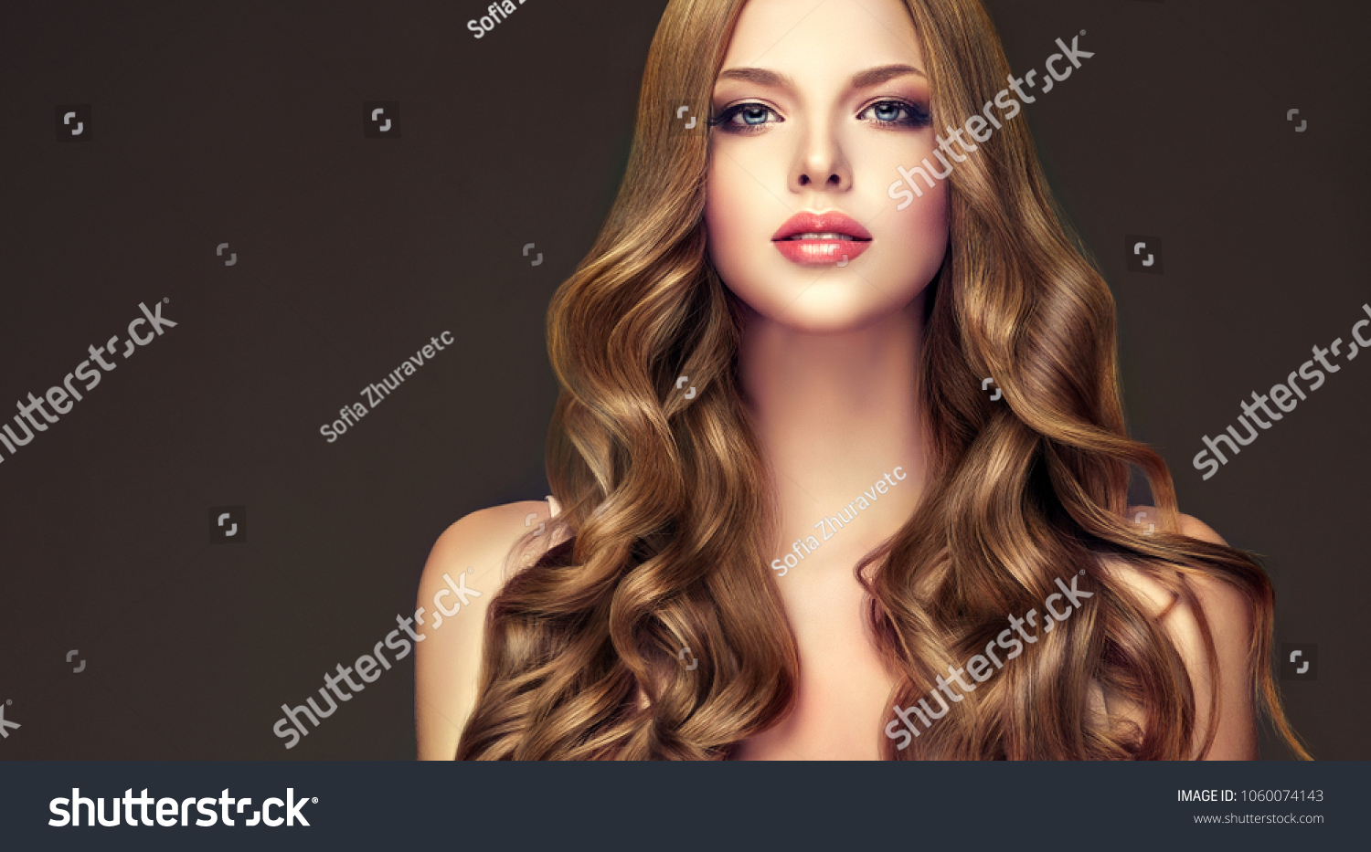 Girl Long Brown Shiny Curly Hair Stock Photo Edit Now 1060074143