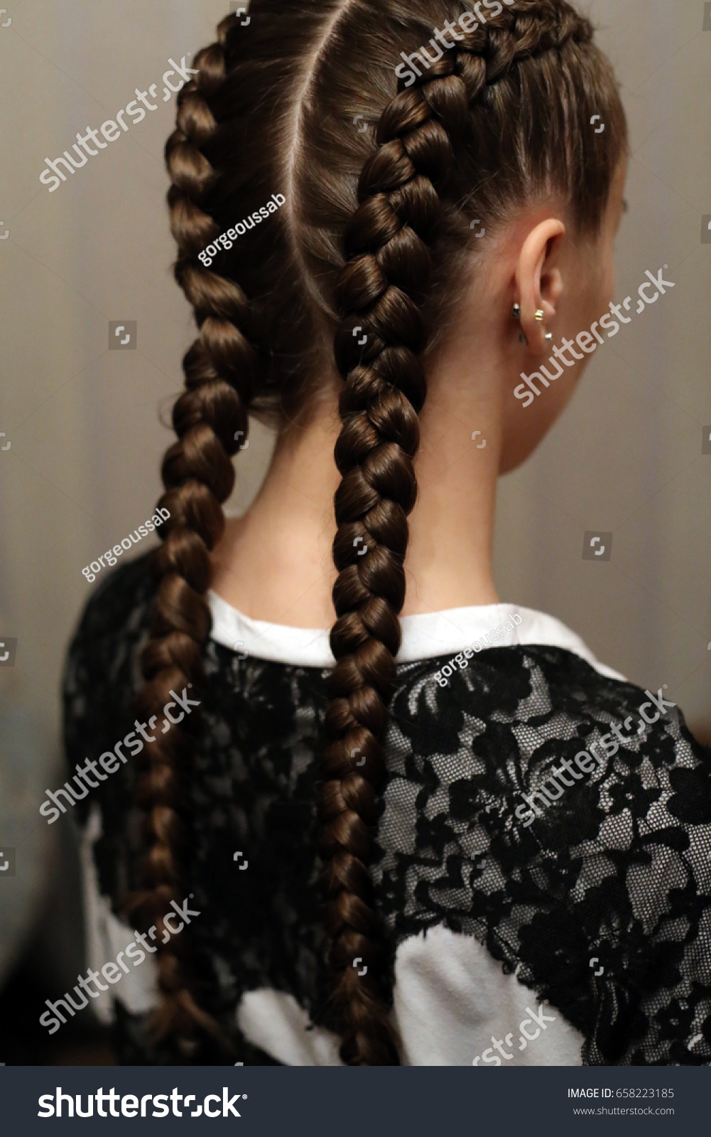 Girl Two Long Braids Hair Braided Stock Photo Edit Now