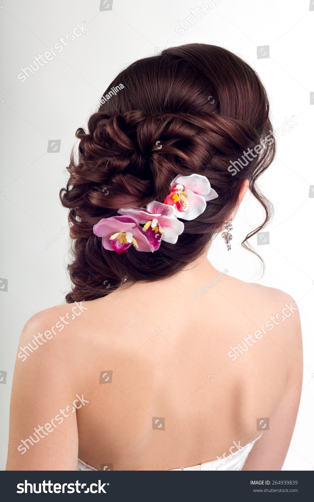 Girl Wedding Hairstyle Braid Purple Orchid Stock Photo Edit